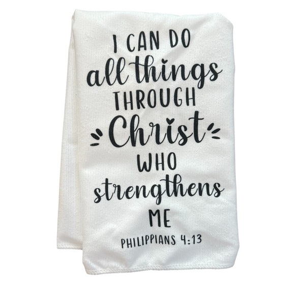 Christian Bible Verse White Hand Towels, Set of 2 - Picture 4 of 5